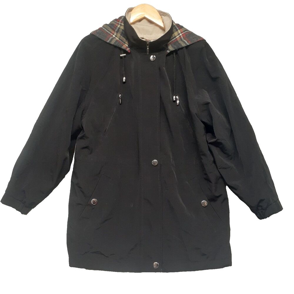 Nautica Coat Men Sz M Black Wind Water Resistant Full Zip Hoodie Jacket Flannel